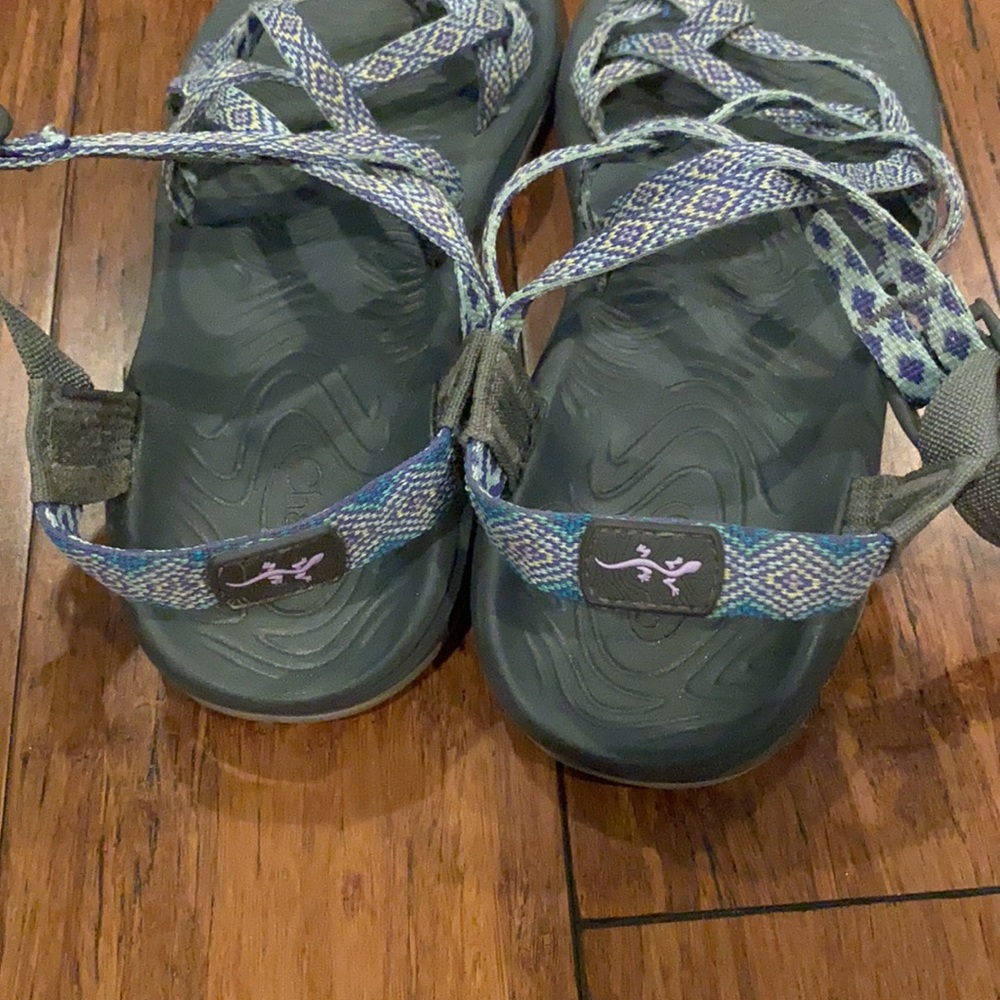 Blue Pattern Two-Strap Chaco’s With Toe - image 2
